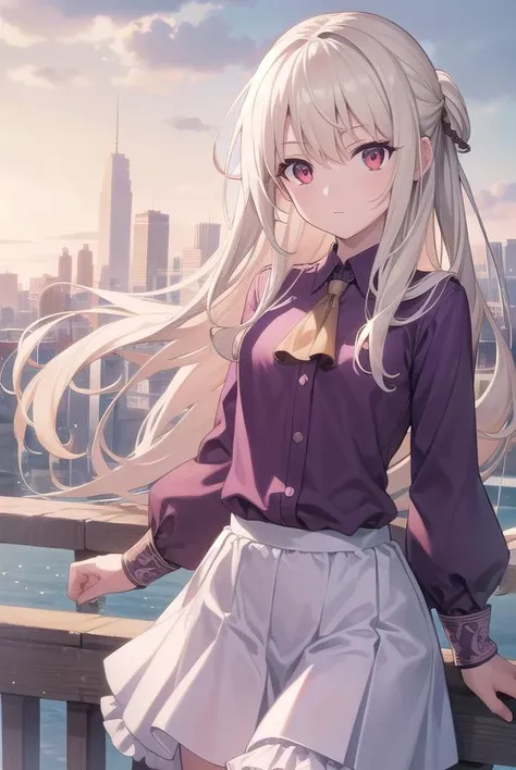 illyasvielvoneinzbern, <lyco:illyasvielvoneinzbern-lyco-nochekaiser:1>,
illyasviel von einzbern, blonde hair, hair between eyes, long hair, (red eyes:1.5),
BREAK ankle boots, boots, frilled skirt, frills, purple footwear, purple shirt, skirt, white skirt,
BREAK outdoors, city, sky, cloud, sun,
BREAK looking at viewer, (cowboy shot:1.5),
BREAK <lyco:GoodHands-beta2:1>, (masterpiece:1.2), best quality, high resolution, unity 8k wallpaper, (illustration:0.8), (beautiful detailed eyes:1.6), extremely detailed face, perfect lighting, extremely detailed CG, (perfect hands, perfect anatomy),