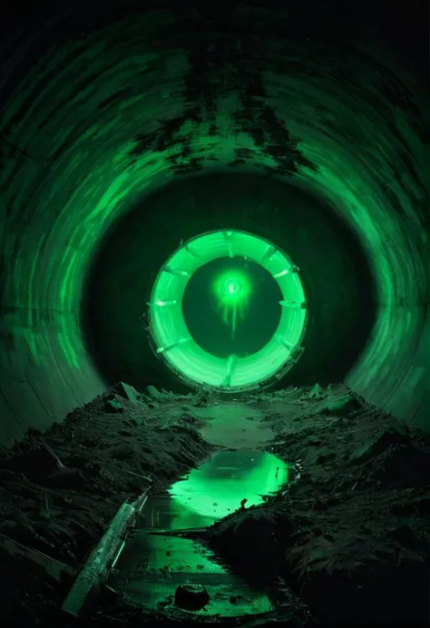 realistic, dark, (art by Mathias Goeritz:1.5), real, atmospheric scene, analog film photo, grim, found footage, <lora:LiminalSpace:1>, LiminalSpace of Empty bunker, green glowing magic anomaly portal, lightnigs