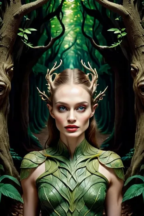 woman in a mythical forest, masterpiece, perfect face, intricate details, horror theme, raw photo, photo unp <lora:LiminalSpace:1> liminalspace, scenery, hallway
