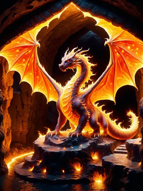 <lora:ral-sun-sdxl:1> ral-sun Dragon in a cavernous lair with scales shimmering<lora:EnvyBetterHiresFixXL01:0:hr=1>