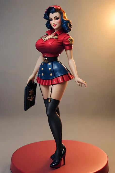 ((masterpiece, best quality)), (1girl), pmini style, ((a painted miniature of a beautiful 1940's pinup model)), ((standing on a base that is round in the center)), (full body:1.5), tilt shift, (bokeh:1.3), viewed from above, 3d render,

beautiful 1940's pinup model, perfect face, smile, (huge breasts with puffy nipples:1.3), posing for picture, form-fitting knee-length dress in solid red, sweetheart neckline, cap sleeves, flared skirt. red pumps, (sheer black stockings), (pageboy bob hair), decorative scarf, american flag pin
military airfield in the background, WWII, reflected light, ray tracing, delicate background, looking at viewer, lurid, sexy, nsfw, volumetric lighting, sparkles

(sidelighting, finely detailed beautiful eyes: 1.2)
8k, 4k, (highres:1.1), best quality, (masterpiece:1.3)  <lora:paintedMiniature_v30:0.6>