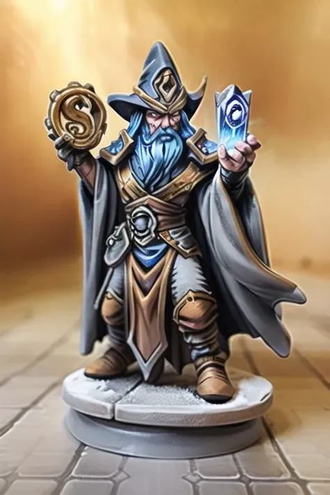 <lora:Style PaintedMiniature painted miniature v30:1.0> painted miniature,  pmini style, on a base, figurine 

 <lora:Style Warcraft:0.75> human wizard, epic pose, casting spell