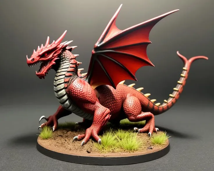 pmini style, painted miniature of a red dragon, fantasy game style, Intricate, High Detail, Sharp focus, dramatic, photorealistic art <lora:Painted_Miniature_i_v3.0:0.6>