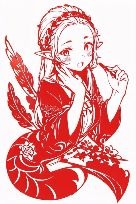 papercutcd, 1girl, cute face, white background, <lyco:papercutcd-000007:1>