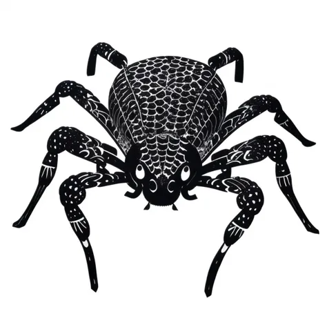 a papercutcd spider, black theme, (solo:1.2), <lora:papercutcd-000009:0.7>, no humans, high quality, masterpiece, realistic, photorealistic, (full body, white background:1.3)