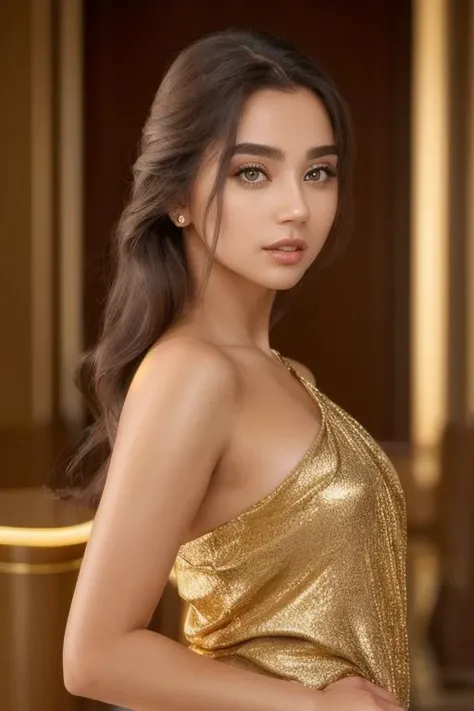A 30-year-old woman of mixed Indian and Moroccan , long hair , very realistic, a hand holding a bag,Classy and pretty. In restaurant with her friends, eating good food,Sitting in the company of her girlfriends with different hairstyles, beautiful dresses