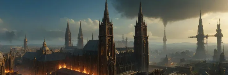 (warhammer 40k, wh40k10m, forge world:1.5, complex gothic architecture, industrial district:1.5, foundry:1.5, industrial chimney,:1.5, machinery,:1.5,   gigantic Melting furnace:1.5, paths of molten iron:1.5, multiple layers of construction, layer after layer of architecture, spire towers, reaching the sky), gothic temple
BREAK
(symbolism, iconism, statue, heraldry, Imperium of Man location, The Aquila, two-headed eagle, cranes:1.5, industrial equipment:1.5, smelter:1.5), Brutalistic, Dystopian,  grim, dark, thunder storm, thick smoke
BREAK
(view from orbit, gigantic,panorma, large scale:2)
<lora:Wolvie_Concept_wh40k10m_v1.0:0.8>