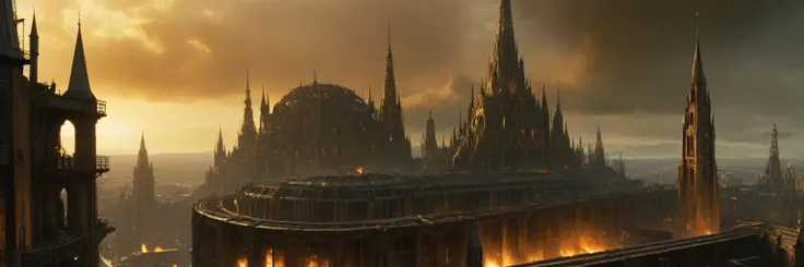 (warhammer 40k, wh40k10m, forge world:1.5, complex gothic architecture, industrial district:1.5, foundry:1.5, industrial chimney,:1.5, machinery,:1.5,   gigantic Melting furnace:1.5, paths of molten iron:1.5, multiple layers of construction, layer after layer of architecture, spire towers, reaching the sky), gothic temple
BREAK
(symbolism, iconism, statue, heraldry, Imperium of Man location, The Aquila, two-headed eagle, cranes:1.5, industrial equipment:1.5, smelter:1.5), Brutalistic, Dystopian,  grim, dark, thunder storm, thick smoke
BREAK
(view from orbit, gigantic,panorma, large scale:2)
<lora:Wolvie_Concept_wh40k10m_v1.0:0.8>