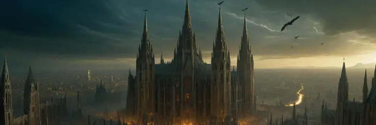 warhammer 40k, wh40k10m, gothic  shrine world, complex gothic architecture, gothic  cathedral, gothic temple, multiple layers of construction, layer after layer of architecture, spire towers, reaching the sky
(symbolism, iconism, statue, heraldry, Imperium of Man location, The Aquila, two-headed eagle), Brutalistic, Dystopian,  grim, dark, thunder storm,
(view from orbit, gigantic,panorma, large scale:2)
<lora:Wolvie_Concept_wh40k10m_v1.0:0.8>