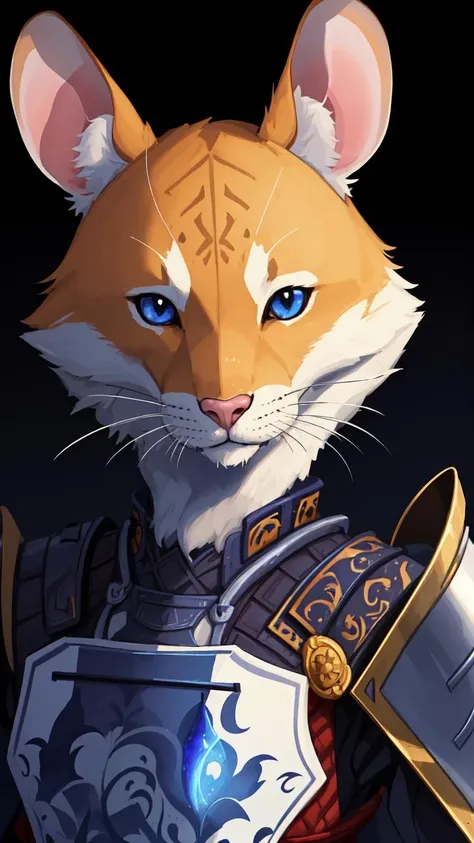 (masterpiece, best quality:1.15), no humans, looking at viewer, furry, (solo, mouse boy:1.1), mouse, mouse ears, 1boy, tail, mouse tail furry male, close-up, (portrait, upper body:1.02), half-closed eye, serious, (magic, glowing:1.1), orb, breathtaking, (science fiction:1.05), tabard, (full armor, armor:1.2), (japanese armor:1.1), samurai, outdoors