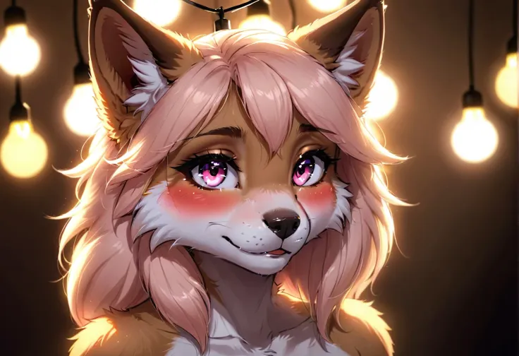 (furry:1.2), focus on face, blush, beautiful lights and shadows