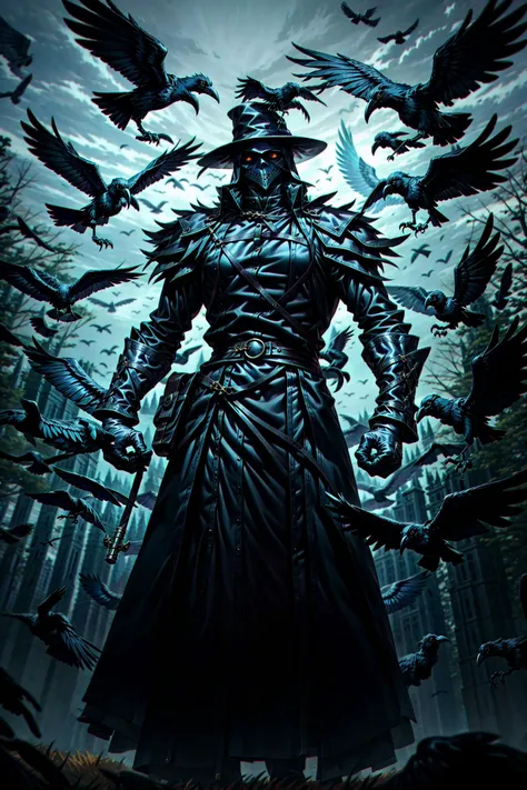 <lora:flat2:-1>, muscular, <lora:Concept - Crowmancer:0.8>, crowmancer, crow, bird, coat, <lora:yushuang:0.7>, Plaguecore, outfit