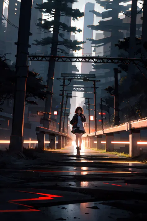 (best detailed,masterpiece, best quality:1.3), wide-angle Hyperdetailed, masterpiece, 8k,HDR (High Dynamic Range), Maximum Clarity And Sharpness, Multi-Layered Textures,
dark night,highway,
( very long shot:1.3),(Long exposure photography,Luminogram,:1.3),
1girl,
midnight, dark forest, stream, bridge,
ultra high res, <lora:Fantasy_style_background:0.8>