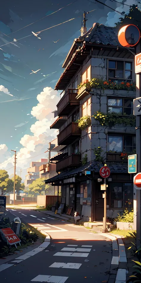 <lora:Fantasy_style_background:0.9>,
traffic light, no humans, ruins, sign, cat, post-apocalypse, crosswalk, animal, outdoors, road sign, scenery, cloud, sky, building, cloudy sky, city, overgrown, oversized animal, lamppost, night