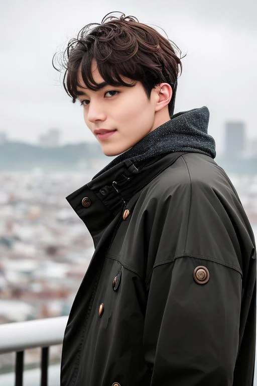 a man,portrait of <lora:L33D0nG-000009:0.9>,l33d0ngw, in casual, high detailed skin, skin pores, city, overcast weather, wind, waves, 8k uhd, dslr, soft lighting, high quality, film grain, Fujifilm XT3, smiling