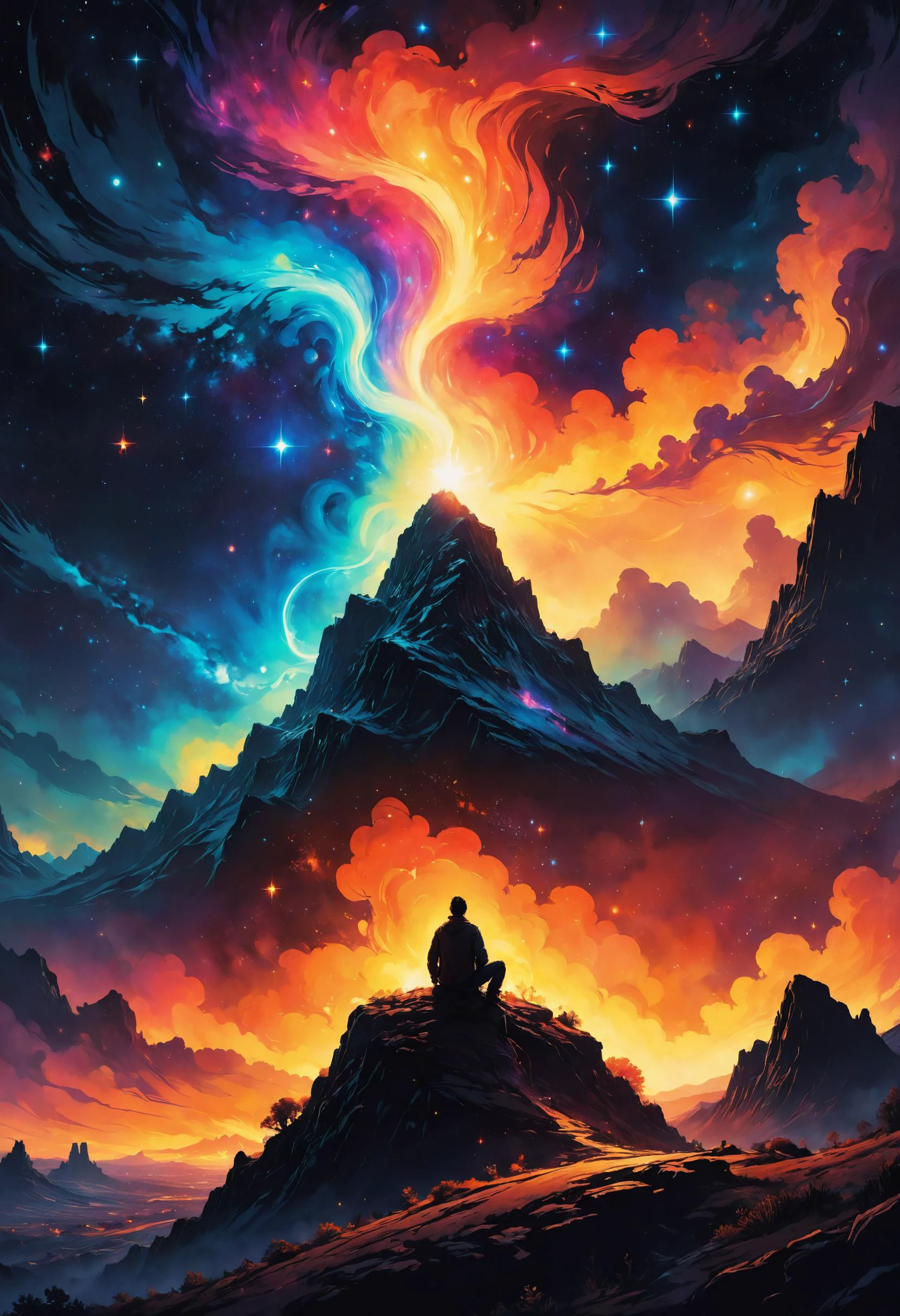 Sometimes we collide, the black sky full of supernovas, And stars that died, no lie, I'm still rootin' for us, <lora:Dreamyvibes artstyle SDXL - Trigger with dreamyvibes artstyle:0.7> Dreamyvibes Artstyle, <lora:SDXLFaeTastic2400:0.8>, Firelight, <lora:saturated_colors:0.8> saturated colors