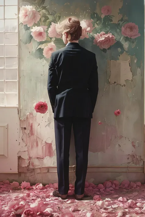 masterpiece,best quality,<lora:tbh157-:0.7>,illustration,style of Larry Sultan, decaying peonies