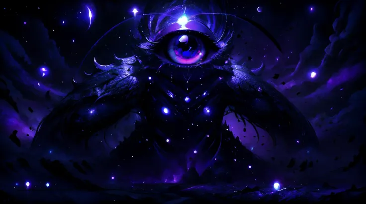 (masterpiece, best quality, fullscreen), [(full body:0.9)::0.2] portrait (photo of a whole magnificent slim [magical being:creature:0.4] with a single giant empty eye:1.5), <lora:EYES darkness_v100:0.6> (at night, darkness, no light), (Gleaming purple night sky Skin texture:1.2),(no mouth:1.2), (four feets:1) and (no hands:1), long legs, (two Antler-like Horns:0.6), organic feeling, (humanoid body with Rodent head and with several Unguligrade Appendages:1.2), (Frown posture:0.9), (<lora:EFFECT PsionicMagic:0.1> psionicmagic and MANA FLOW and SHIMMERS and PSYCHIC ENERGY), (<lora:EFFECT EntropyMagic:0.4> entropymagic and DISSOLVING), <lora:EFFECT ral-smoldragons-sd15:0.4> ral-smoldragons, (background inside a dark rift with some visible night sky), <lora:EFFECT Gloomifier_V2_TheGlow:0.6>, <lora:BACKGROUND Starcloud:0.3>, <lora:QUALITY Space - [Background] - Version 1:0.4>, , (look at the viewer:0.9), , <lora:SLIDER muscle_slider_v1:0.5>,<lora:EFFECT Unleashed_V1.5_prunned:0.5>, <lora:LIGHT nLoRA:0.2> dark theme, <lora:QUALITY kkw-better-v1.0a:0.2>, (Full body Shot, Shallow Focus Shot, Low Angle Shot:[1.2:0.5:0.1]), heavily detailed, haunting, fairytale, gloomy, (asymmetric composition:1.4), (sharp focus), <lora:EFFECT Magic card fakemtg_label:1> fakemtg, (no humans), extremely detailed, artstation, 8K, 35mm film stock, fine art, oil painting, rough edges, rough edges, trending on deviantart, face by Otto Schmidt