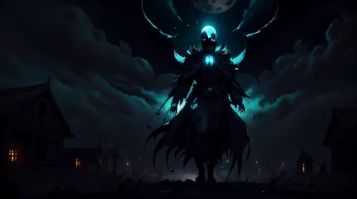 (masterpiece, best quality, fullscreen), [(full body:1.2)::0.2] (photo of a giant death [magical being:creature|zombie|skeleton|ghoul|vampire|reaper}:0.4]:1.5), <lora:EYES darkness_v100:0.7> (at night, darkness, no light), (wearing glowing ragged Mage Blouse:1.3), (Renaissance Irregular body with Avian head and with many Feathered Appendages:1.2), <lora:EFFECT æ­»ç¥:0.2>, <lora:EFFECT BoneyardAI:0.5> boneyardai, (background old medieval battlefield full of bodies with Convection black ink clouds and the full moon in the sky:1), (High Contrast lighting:1.3), , <lora:MONSTER CuteCreatures:0.3> Cu73Cre4ture, , (look at the viewer:1.3), ,<lora:LIGHT epi_noiseoffset2:0.5>, <lora:QUALITY Space - [Background] - Version 1:0.7>, <lora:QUALITY kkw-better-v1.0a:0.1>, (Full body Shot, Shallow Focus Shot, Low Angle Shot:[1.2:0.5:0.1]), heavily detailed, eerie, fairytale, , (sharp focus), , (no humans), remely detailed face, extremely detailed!, digital painting, unreal engine, octane render, concept art, matte, smooth, sharp focus, hyper realistic, illustration, vfx