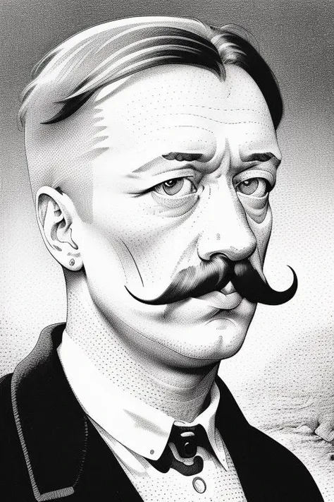 <lora:OskarssonsLinesAndDots:1>, OskarssonsLinesAndDots, drawing, a man with a mustache,   Adolf-Hitler