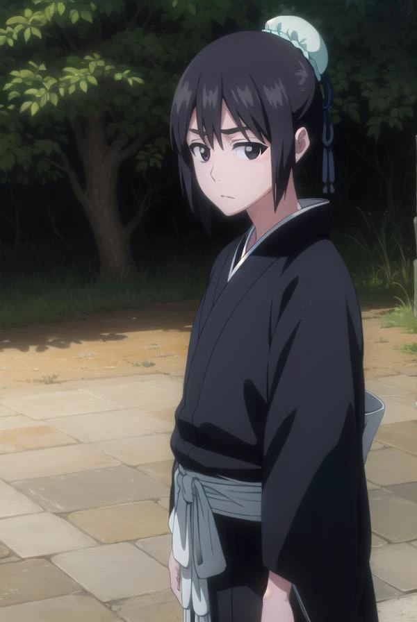 momohinamori, <lora:momohinamoriv2-lora-nochekaiser:1>,
momo hinamori, black hair, hair bun, single hair bun, bun cover, short hair, (black eyes:1.5),
BREAK long sleeves, japanese clothes, kimono, haori, black kimono, hakama, black hakama,
BREAK outdoors,
BREAK looking at viewer, (cowboy shot:1.5),
BREAK <lyco:GoodHands-beta2:1>, (masterpiece:1.2), best quality, high resolution, unity 8k wallpaper, (illustration:0.8), (beautiful detailed eyes:1.6), extremely detailed face, perfect lighting, extremely detailed CG, (perfect hands, perfect anatomy),