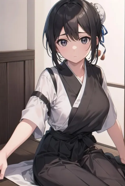momohinamori, <lora:momohinamori-lora-nochekaiser:1>,
momo hinamori, black hair, hair bun, single hair bun, bun cover, short hair, (black eyes:1.5), (swept bangs:1.5),
BREAK japanese clothes, armband, black hakama, long sleeves,
BREAK looking at viewer, full body,
BREAK outdoors,
BREAK <lyco:GoodHands-beta2:1>, (masterpiece:1.2), best quality, high resolution, unity 8k wallpaper, (illustration:0.8), (beautiful detailed eyes:1.6), extremely detailed face, perfect lighting, extremely detailed CG, (perfect hands, perfect anatomy),