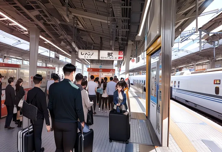 masterpiece, best quality, very aesthetic, absurdres,
shinosaka, train station, scenery, bag, 1girl, multiple girls, 6+boys, standing, sign, holding, multiple boys, 6+girls, outdoors, tile floor, vending machine
<lora:shinosakaeki_platform_SDXL_V1:1>