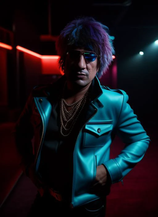 portrait of sks man 35 years old (pity:1) dressed like rock star , (indoor:1.2), neon lighting, 4k, 8k, 8k realistic, sharp focus, intricate, high resolution, , <lyco:locon_perfecteyes_v1_from_v1_64_32:0.85> <lora:pity:1>