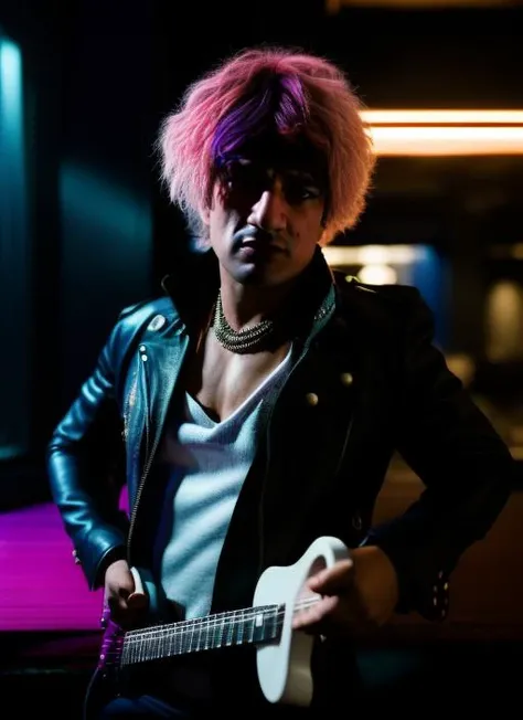 portrait of sks man 28 years old (pity:1) dressed like rock star , (indoor:1.2), neon lighting, 4k, 8k, 8k realistic, sharp focus, intricate, high resolution, , <lyco:locon_perfecteyes_v1_from_v1_64_32:0.85> <lora:pity:1>
