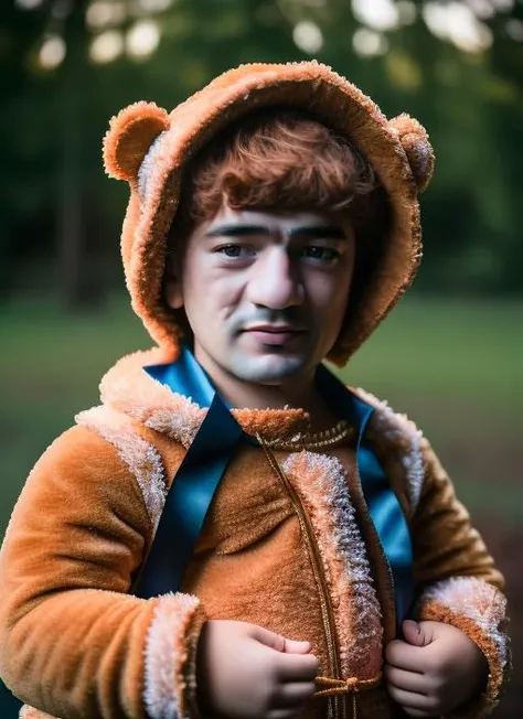 portrait of sks man (pity:1) dressed with ((detailed Teddy bear costume:1)), (outdoors:1.2), natural lighting, 4k, 8k, 8k realistic, sharp focus, intricate, high resolution, , <lyco:locon_perfecteyes_v1_from_v1_64_32:0.85> <lora:pity:1>