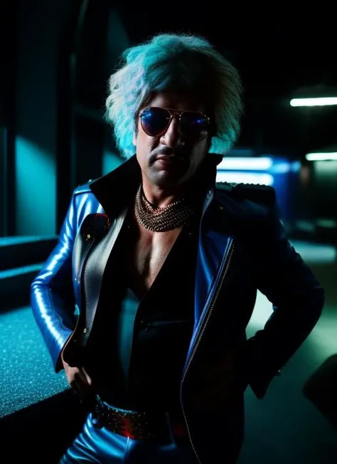 portrait of sks man 45  years old (pity:1) dressed like rock star , (indoor:1.2), neon lighting, 4k, 8k, 8k realistic, sharp focus, intricate, high resolution, , <lyco:locon_perfecteyes_v1_from_v1_64_32:0.85>  <lora:pity:1>