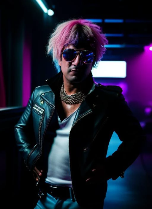 portrait of sks man 35 years old (pity:1) dressed like rock star , (indoor:1.2), neon lighting, 4k, 8k, 8k realistic, sharp focus, intricate, high resolution, , <lyco:locon_perfecteyes_v1_from_v1_64_32:0.85> <lora:pity:1>
