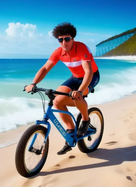 masterpiece, best quality, portrait photo of (Pity:1) riding a ((beach bycicle)), 4k, 8k, 8k realistic, sharp focus, intricate, high resolution <lora:pity:1>