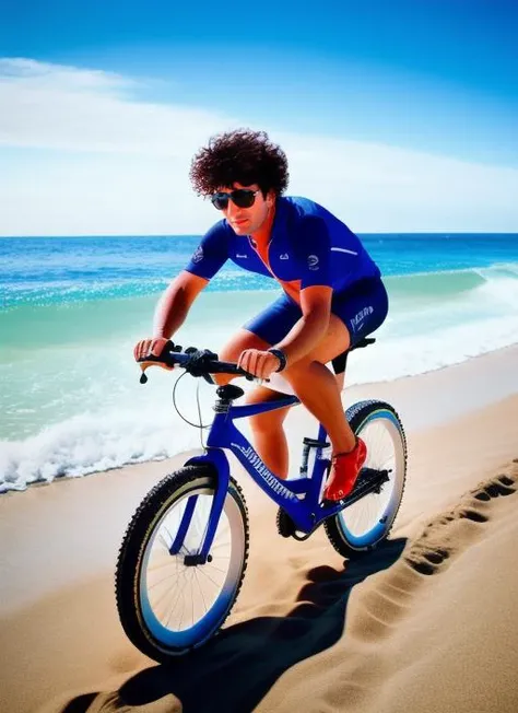 masterpiece, best quality, portrait photo of (Pity:1) riding a ((beach bycicle)), 4k, 8k, 8k realistic, sharp focus, intricate, high resolution <lora:pity:1>