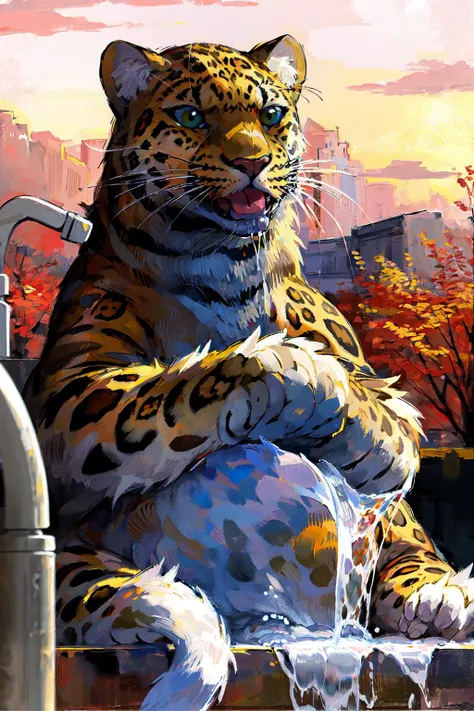 By Taran fiddler, bara, solo, tiger, sucking disembodied dick, dick suck, oral sex, cumming, detailed cum, semen in detail, in bedroom, dynamic angle, close up, zoom in on face