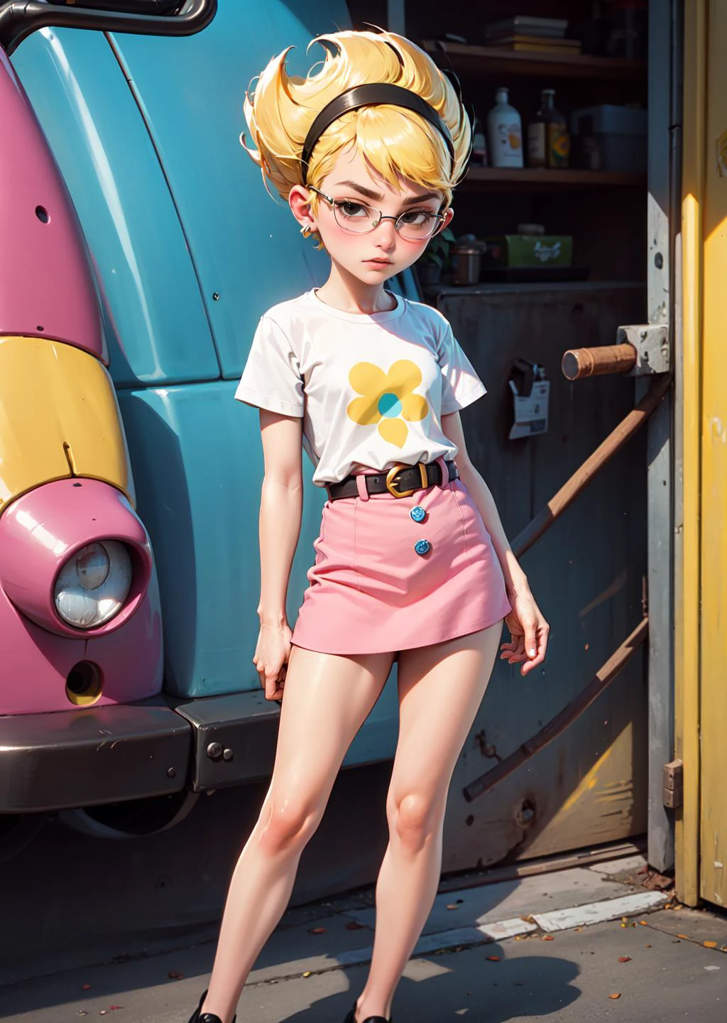 masterpiece, high quality, highres, absurdres, <lora:GoodHands-beta2:0.8>,
Banana Breezy Casual: Capture the essence of a breezy day with a banana-inspired casual look. Picture beige chinos paired with a light yellow, short-sleeved button-down shirt. Infuse banana details into accessories, like a fun banana-shaped lapel pin and a canvas belt with a whimsical banana pattern. Complete the ensemble with casual sneakers and sunglasses, creating an easygoing, playful style.
<lora:Mandy-10:0.8> mandy, blonde hair, pink dress, short hair, black eyes, black headband, sharp hair, mary janes shoes, 1girl,expressionless,