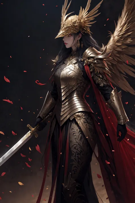 1girlsolojewelryearringshelmetholding weaponholding sword
Malenia in Elden Ring, dragon scale hat, in the style of epic fantasy scenes, gold and crimson,golden helmet,ritualistic masks with gold wings spread on it, mythical,Petals drift around her as her once-pristine form undergoes a graceful decay,glowing crimson eyes,in the underground cave with light shooting through the hole on the top,32k uhd,   painted by MichaelCTY(Chang Ting Yu),medieval knight armor,in the style of Dark Soul!b,painted by hamaya and macros,dark fantasy,majestic attire,captivating light,solarizing master,strong emotional impact,majestic figures
<lora:~Q?-Yskfy^ winged helmet:0.8>