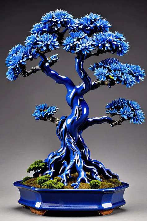 a blue bonsai and libertas in a hand holdings in the style of naturalistic technique, 35 , <lora:sdxl_lightning_8step_lora.safetensors:1.0>, <lora:add detail xl.safetensors:1.5>