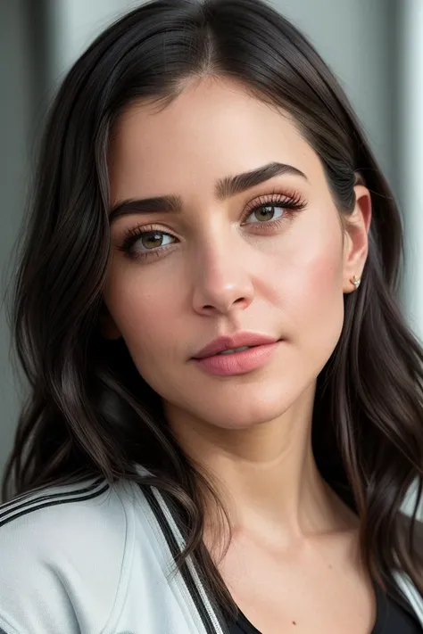beautiful woman (EPm4ch1k4yt:.99), perfect hair, jewellery, ((portrait)), (closeup:1.2), ((from the waist up)), ((( A contemporary, minimalist painting studio, filled with easels, paintbrushes, and a serene, creative atmosphere :1.2 ))), natural skin texture, (( Track jacket, Track pants, running shoes, stopwatch :1.2)), 24mm, 4k textures, soft cinematic light, adobe lightroom, photolab, hdr, intricate, elegant, highly detailed, sharp focus, ((((cinematic look)))), soothing tones, insane details, intricate details, hyperdetailed, low contrast, soft cinematic light, exposure blend, hdr, faded, now, ("I've got a bad feeling about this.":1.1)