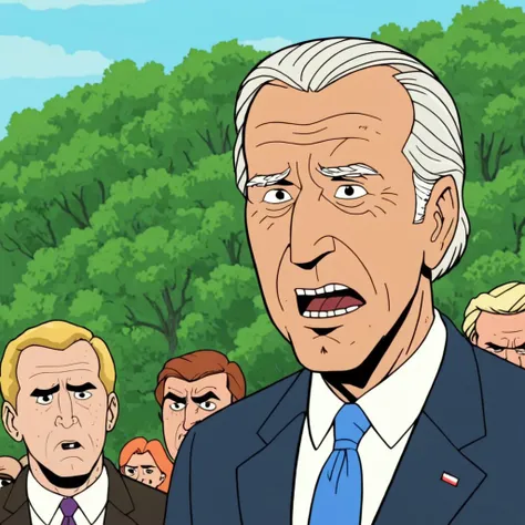 cartoon screencap  of president joe biden in (venturebros:1.4) style. , Disgusted expression, dramatic camera angle, depth of field, scene in Summer music festival
<lora:VentureBros_style_XL_v1.1:1.15>