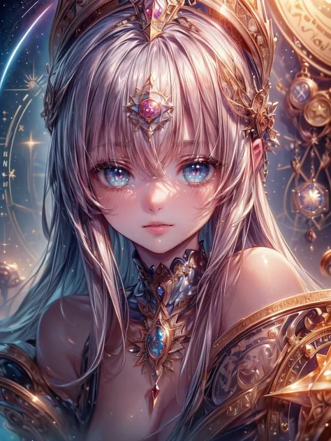 (masterpiece,ultra-detailed,best quality:1.5),(8K,CG,illustration:1.3),(perfect-composition,detailed beautiful face,Clean skin,photographical skin,shiny skin,shiny hair, photographical hair,ultra detailed eyes,shaved,uncensored,ultra detailed background:1.2),<lora:add_detail:1.8>, (petite girl:1), <lora:typography-astrology-style-darquelilly-v1:0.6> typologyastrologystyle,(star (sky),fantasy, magic circle,jewel,magic effect:1.4)