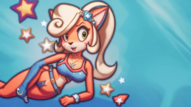 (1girl:0.996),(american flag:0.911),(animal ears:0.676),(blonde hair:0.73),(breasts:0.916),(cleavage:0.654),(crop top:0.589),(denim:0.957),(hair ornament:0.717),(jeans:0.918),(long hair:0.853),(medium breasts:0.652),(midriff:0.881),(navel:0.791),(pants:0.949),(rosalina:0.815),(saint quartz \(fate\):0.996),(seashell:0.514),(solo:0.981),(star \(symbol\):1),(star earrings:0.995),(star hair ornament:1),(star necklace:0.98),(star pasties:0.998),(star print:1),(starfish:1),(starry background:1),(tank top:0.588),<lora:CocoBandicoot1:1>,Coco Bandicoot,Coco Bandicoot (Crash Bandicoot),
