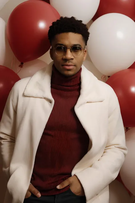 GiannisAntetokounmpo, fashion portrait photo of handsome man from the 60s wearing a (red turtleneck) and glasses standing in the middle of a ton of white balloons, taken on a hasselblad medium format camera
<lora:GiannisAntetokounmpoLora:1>