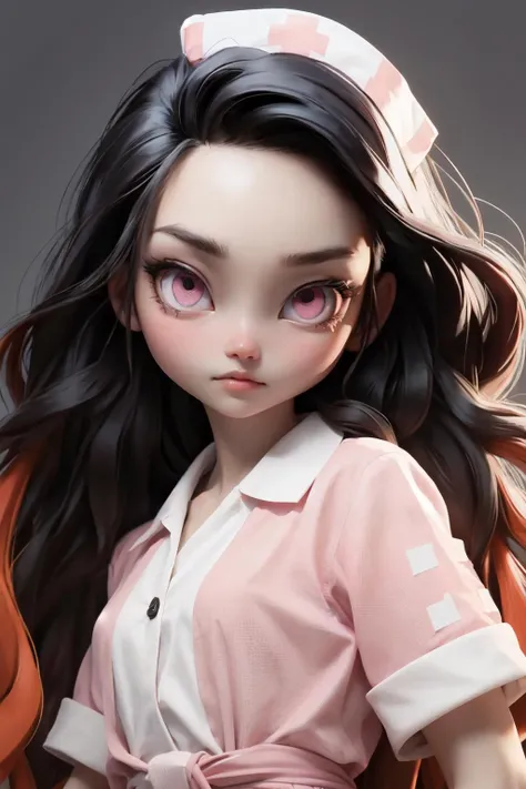 <lora:nezukukamadotest:0.95> straight hair,
nezuko kamado, black hair, forehead, hair ribbon, long hair, multicolored hair, (pink eyes:1.5), orange hair, slit pupils, wavy hair, two-tone hair,
asa no ha (pattern), checkered nurse unifrom, fire,
(best quality, masterpiece, RAW photo,ultra-detailed:1.2), <lyco:GoodHands-beta2:1.0>,1girl,solo,looking at viewer, ungry, fighting stance,