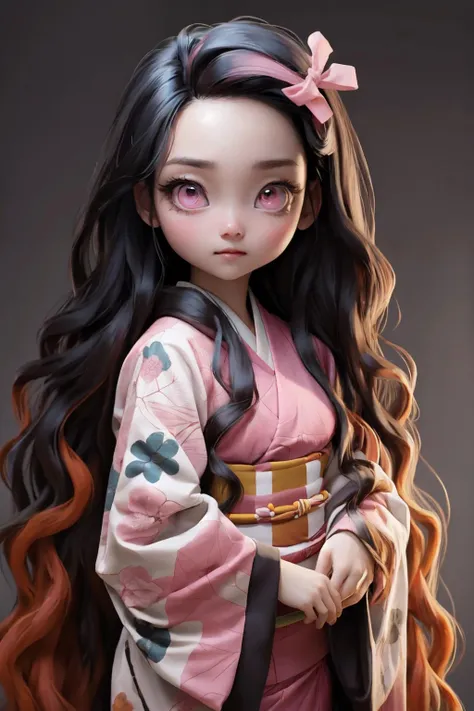 <lora:nezukukamadotest:1>
nezuko kamado, black hair, forehead, hair ribbon, long hair, multicolored hair, (pink eyes:1.5), orange hair, slit pupils, wavy hair, two-tone hair, 
asa no ha (pattern), checkered sash, haori, japanese clothes, kimono, long sleeves, obi, pink kimono, sash, wariza,  wide sleeves,
(best quality, masterpiece, RAW photo,ultra-detailed:1.2), <lyco:GoodHands-beta2:1.0>,1girl,solo,looking at viewer,