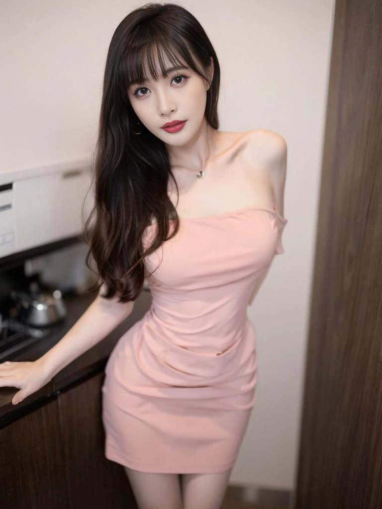 1 Girl,office,Soft Light,Chinese Beauty,Tight Fit,Silk Nightdress,Off-shoulder