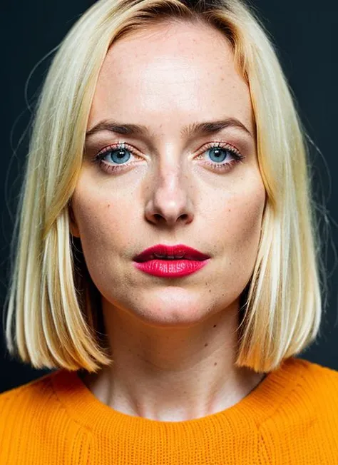 close up portrait of sks woman , by Flora Borsi, style by Flora Borsi, bold, bright colours, ((Flora Borsi)), by Tim Walker, <lora:locon_dakotajohnson_v1_from_v1_64_32:1>