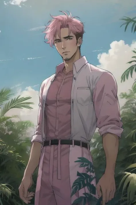 pastel colors, dark, pink haze, clouds, neon, plants, found footage, large bulge, cute youthful face, realistic, professional photo 4k, high resolution, high detail, male, man, hottie, manly