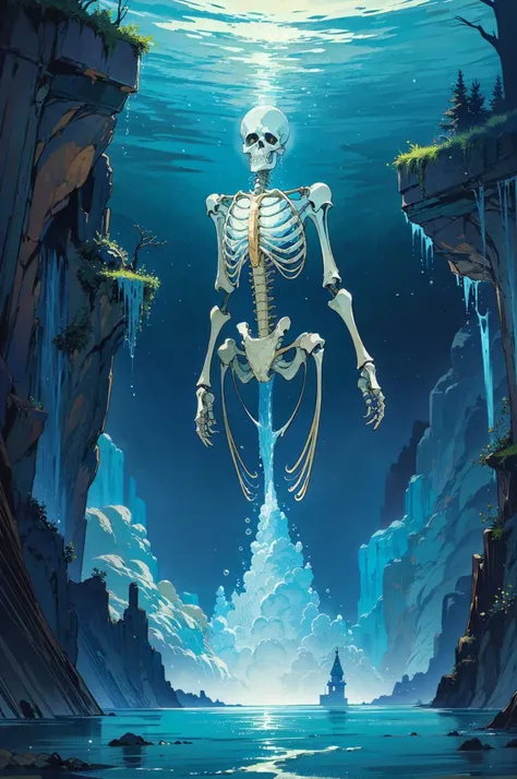 (best quality:1.1),original,1boy,(skeletal:1.1),(divine:1.2),(watery:1.4),scenery,fantasy,magic
