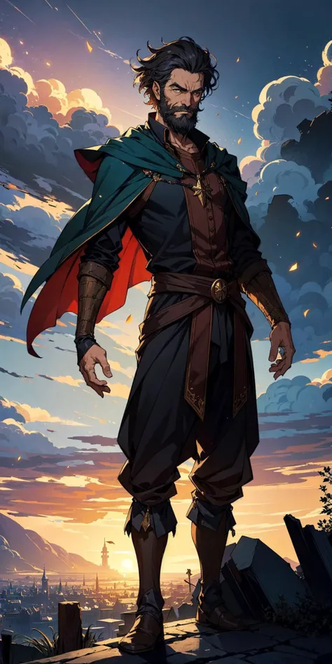 (best quality:1.1),original,1boy,medieval fantasy,1boy,elderly wizard,dynamic pose,beard,magic,(particle effects:1.1),(stormy:1.1),(windy:1.1),(debris:1.1),dramatic lighting,outdoors